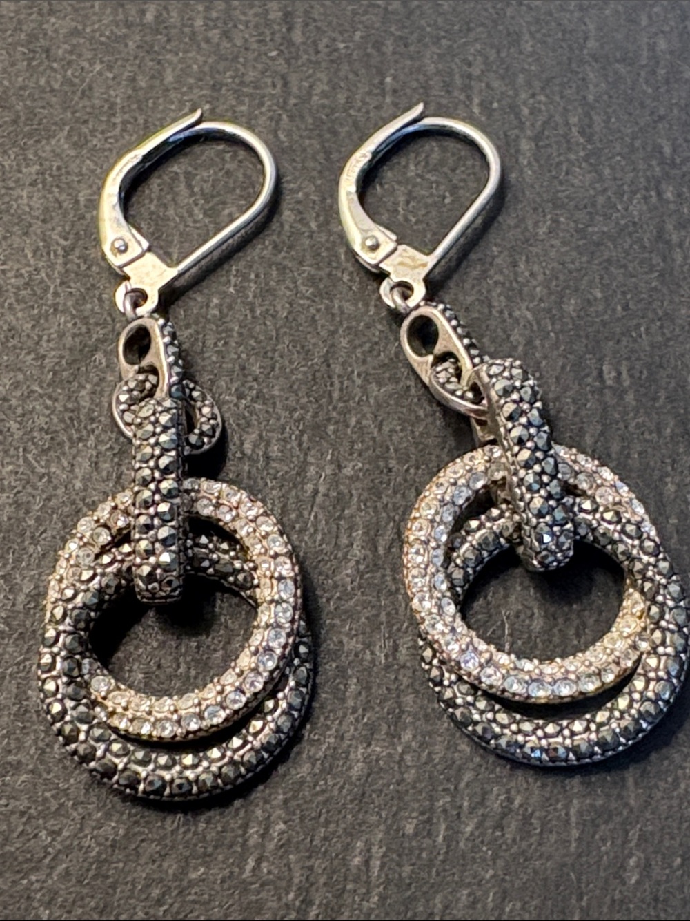 Judith Jack Sterling Silver Interlocking Circle Dangle Earrings